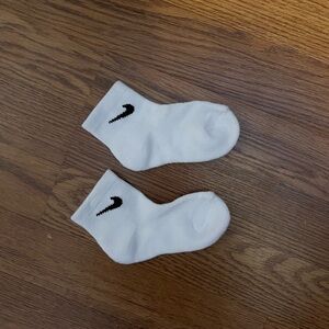 Nike White Ankle Socks with Black Swoosh - Men's Athletic